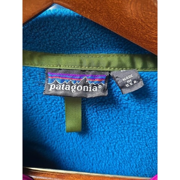 Patagonia Synchilla Fleece Pullover Half Zip Teal Blue Neon Vintage Rare Sz L - Picture 5 of 13